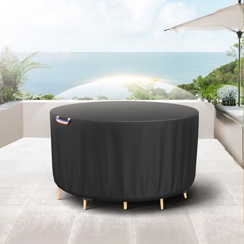 Round Patio Table Cover, 72"Dia Waterproof Outdoor Furniture Covers
