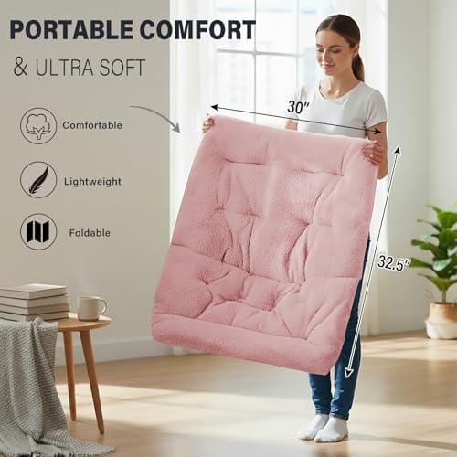 Tiita Comfy Folding Saucer Chair for Adults, Moon Chair, Pink