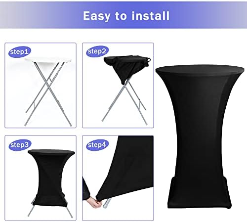 Spandex Black Cocktail Table Covers for 30-32 Inch High Top Pub 4 Pack