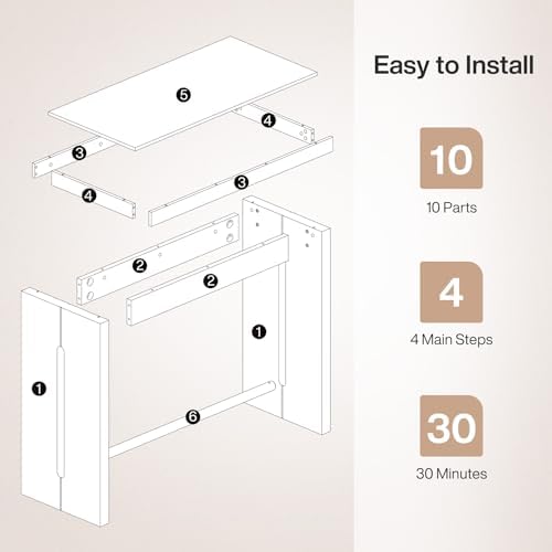 Tribesigns Bar Table, 41.3" Counter Height Pub Table with Metal Footrest, Rectangular High Top Table for Home Kitchen, Dining Room, Bistro, Narrow Space, Rustic Brown