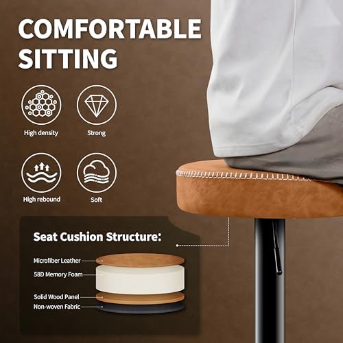 STOOLINK Tall Bar Stools Set of 2, Microfiber Leather Bar Height Stools