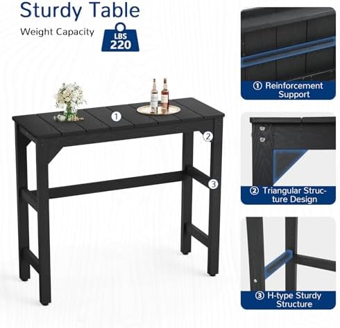Outdoor Bar Table, 42" Weatherproof Patio Bar Height Counter Table
