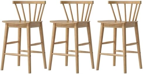 EYYTHUNG Wood Bar Stools Set of 3, Natural Oak