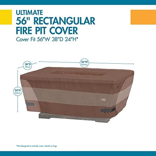 DUCKCOVERS Ultimate Waterproof 56 Inch Rectangular Fire Pit Cover, Outdoor Firepit Cover