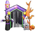 8.5 Foot Halloween Inflatable Haunted House Castle with Skeleton, Ghost & Skulls