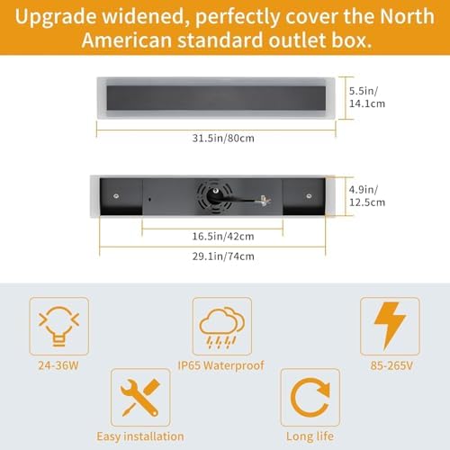 2 Pack 31.4inch Outdoor Wall Sconce, 3 Color, IP65 Waterproof, 31W