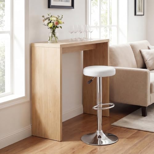 COSTWAY Height Adjustable Swivel Backless Round Bar Stools, White