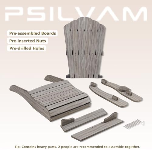 Psilvam Oversized Adirondack Chair with Cup Holder (1pc, Light Gray)