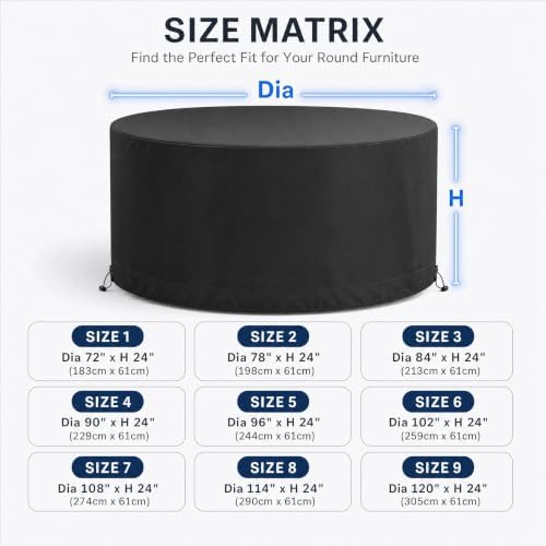 Round Patio Bistro Table & Chairs Cover, 48in Dia x 34in H