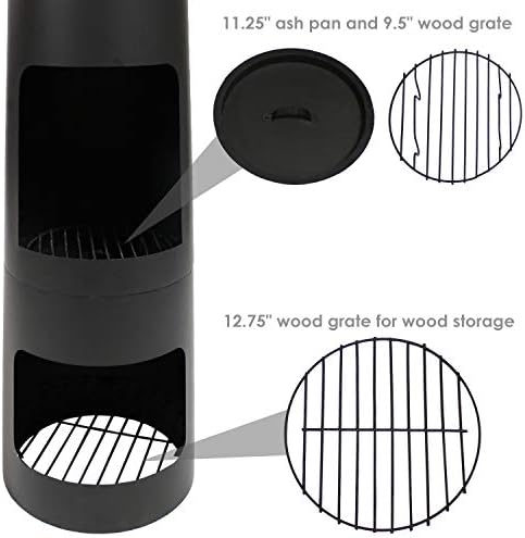 Sunnydaze Chiminea Outdoor Fireplace - Chiminea Fire Pit with Poker and Cover - Outdoor Wood-Burning Fire Pit - Black