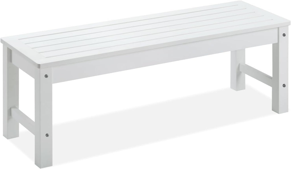 Psilvam 47" Backless Outdoor Bench for 2-Person, 700 LBS Capacity, White