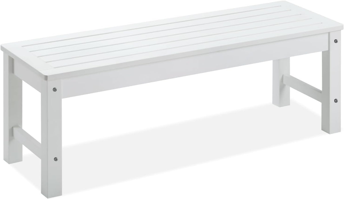 Psilvam 47" Backless Outdoor Bench for 2-Person, 700 LBS Capacity, White