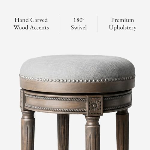 Maven Lane Pullman Backless Bar Stool, Weathered Oak Finish, 30"