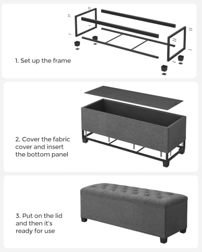 SONGMICS Storage Ottoman Bench, Foot Rest with Legs, Load up to 661.4 lb