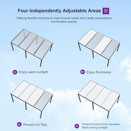 PURPLE LEAF Outdoor Pergola 12' x 24' Hardtop Pergola w/Independent Roof