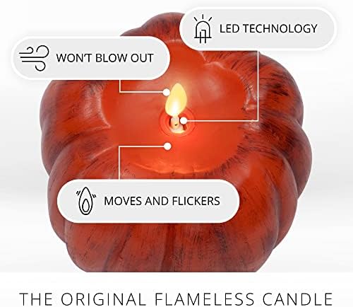 Luminara - Flameless Halloween LED Candle Battery Operated Moving Flame - Antique Orange Pumpkin - Pack of 1-5 x 4.5 - Unscented Indoor Use