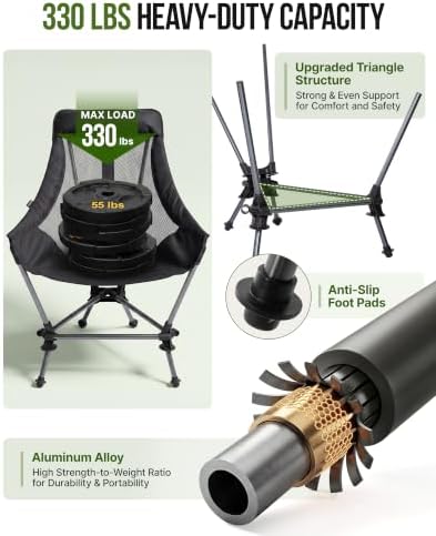 KingCamp Portable Hammock Camping Chair, Lightweight High Back Camp Chairs