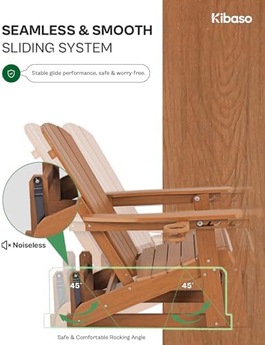 Adirondack Chairs, All-Weather Outdoor Gliders Set of 2,Teak