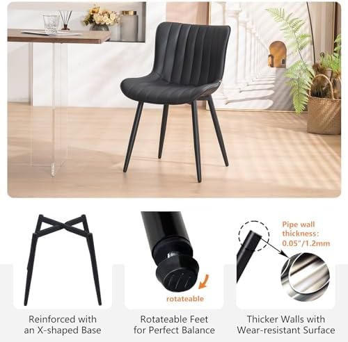 YOUNUOKE Dining Chairs Set of 2 Mid-Century Modern Kitchen Chair Black