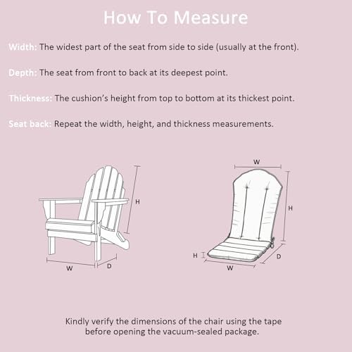 COZYVIDA 50"x20" Adirondack Chair Cushions Set of 2,Outdoor Rocking Chair Cushions high Back,Water-Resistant,UV-Resistant 1000+ Hrs, with Adjustable Straps,Pink White Stripe