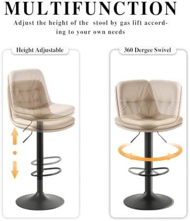 Bar Stools Set of 4 Swivel Adjustable Bar Chairs Counter Height