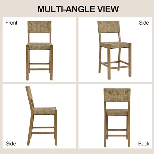 DUHOME Rattan Bar Stools Set of 4, 24'' Bohemian Counter Height Stools