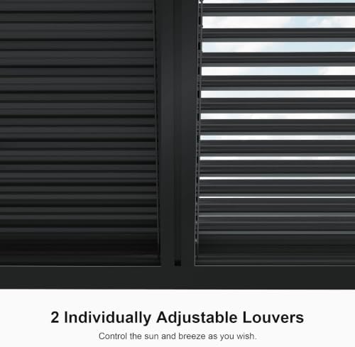 PURPLE LEAF Louvered Pergola 11' x 14' 94AS with Two Adjustable Roof Gray