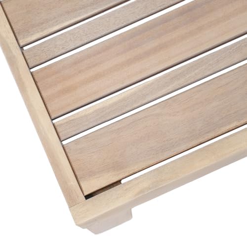 Christopher Knight Home Rynn Outdoor Coffee Table for Patio Furniture Set, Weather Resistant Acacia Wood Accent Table with Slatted Design, Rustic Square Side Table for Garden Porch, Light White