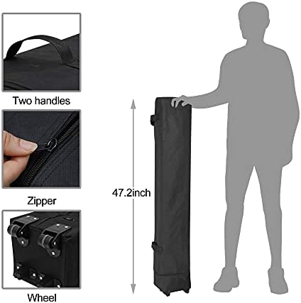 JupiterForce 10 x 10 Pop Up Height Adjustable Canopy Tent Sun Protection Waterproof Instant Shelter Portable Folding Canopy with Ropes Stakes Roller Carry Bag, Blue