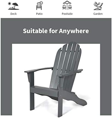 Giantex Adirondack Chair Set of 4 Acacia Wood Outdoor Chairs with 350 lbs Weight Capacity, Lounge Chair Armchair for Yard, Patio, Garden, Poolside, Balcony, Deck Fire Pit Chairs, Gray