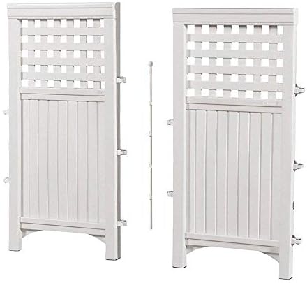 Suncast 4-Panel Outdoor Screen Enclosure - Freestanding Wicker Resin Reversible Panel Outdoor Screen - Perfect for Concealing Garbage Cans, Air Conditioners - White (4-Panels)