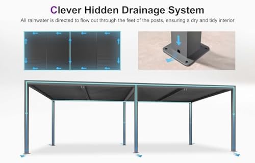 PURPLE LEAF Louvered Pergola 12' x 24', Adjustable Roof, Concealed Gutters
