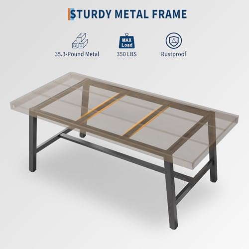 Garvee 71" Industrial Dining Table, Rectangular Kitchen Table, Grey
