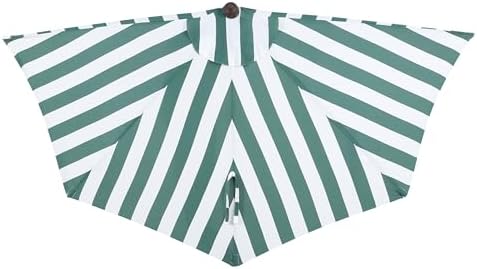 JONATHAN Y Beverly 9 ft. Striped Half Umbrella, Green/Dark Brown