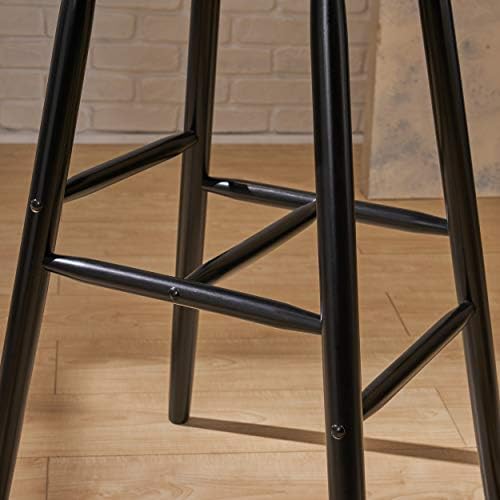 GDFStudio Great Deal Furniture Lopez Spindle Bar Stools - Rubberwood - Traditional - Farmhouse-Style - Black - Set of 2 - 29.2' Seats