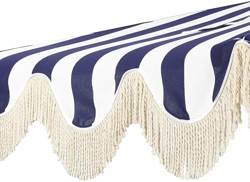 JONATHAN Y Beverly 9 ft. Striped Half Umbrella, Navy/White