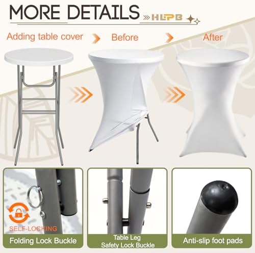 28" Round Folding Table with Cover,2Pcs Foldable Cocktail Table with Handle