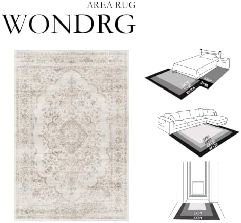 8x10 Taupe Washable Neutral Area Rug Living Room