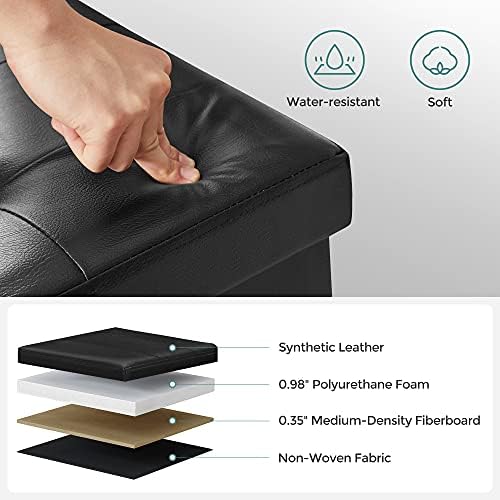 SONGMICS 43.3 Inches Folding Storage Ottoman Bench with Flipping Lid