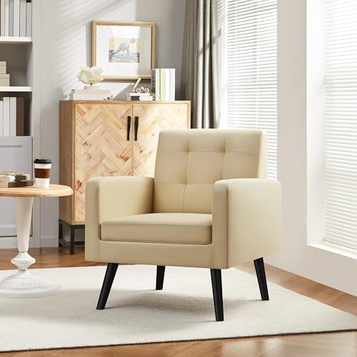 Yaheetech Mid Century Accent Chair Living Room Chair Retro Beige