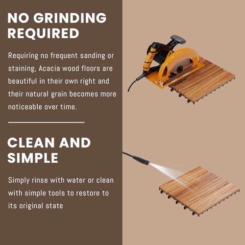 108Pcs Interlocking Deck Tiles, 12x12in Acacia Wood Flooring for Patio