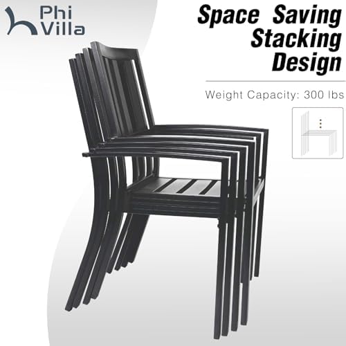 PHI VILLA 3 Pcs Patio Bistro Dining Set, 28" Metal Table& 2 Patio Chairs