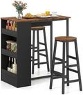 Giantex 3-Pieces Dining Table Set, 36-Inches Rectangular Kitchen Table and 2 Barstools with Storage Shelves, Counter Height Table Set for Small Space, Breakfast Nook, Dinette, Pub, Living Room