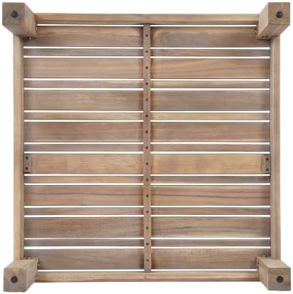 Christopher Knight Home Rynn Outdoor Coffee Table for Patio Furniture Set, Weather Resistant Acacia Wood Accent Table with Slatted Design, Rustic Square Side Table for Garden Porch, Light White