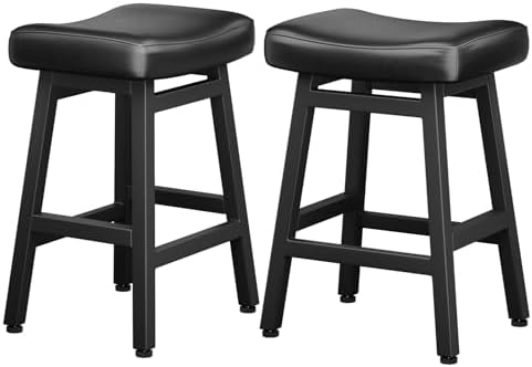 Raynesys 24 Inche Bonded Leather Counter Height Bar Stools Set of 2 Curved