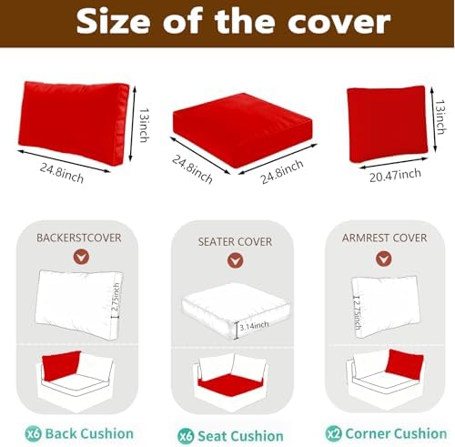 Patio Cushion Covers 14Pcs, Furniture Cushion Slipcovers Replacement