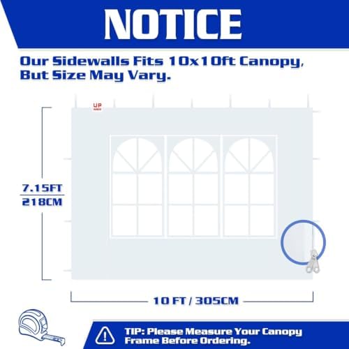 FANPAT Church Sidewalls for 10x10 Pop Up Canopy, Gray(3Pcs Sidewalls Only)