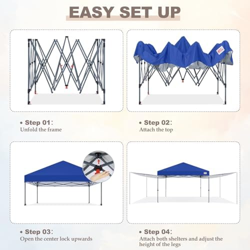 MASTERCANOPY 10x10 Pop Up Canopy Tent with 2 Shelters，230 Sq ft Blue