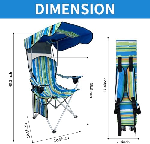 Camping Chair with Canopy Shade, Portable Folding Chair