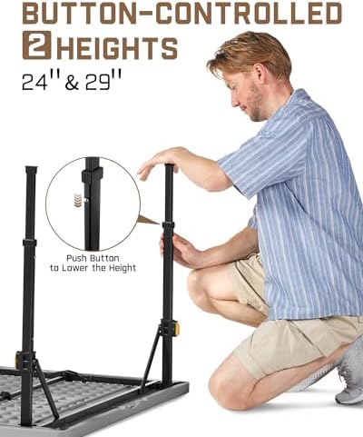 FanttikOutdoor Folding Card Table 34" Square, 2 Heights, Picnic Party Game